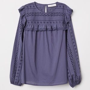 H&M Blouse with Eyelet Embroidery- Size 10